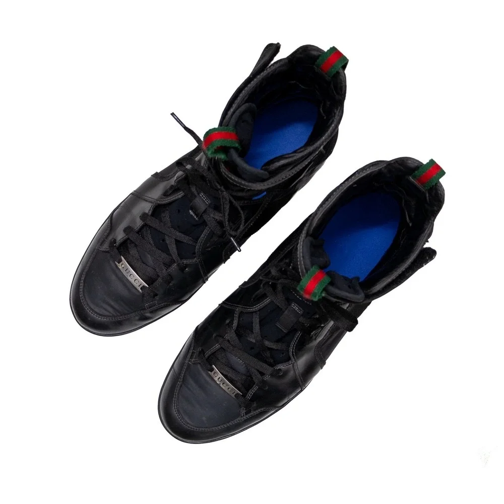 Gucci High Top SneakersUS 10.5  Mens Black Leather Tom Ford Era Strap Shoes - Picture 8 of 16